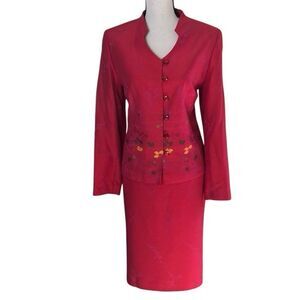 Vintage Gerard Pasquier Raspberry Made in France Two Piece Suit Size 42 Artsy